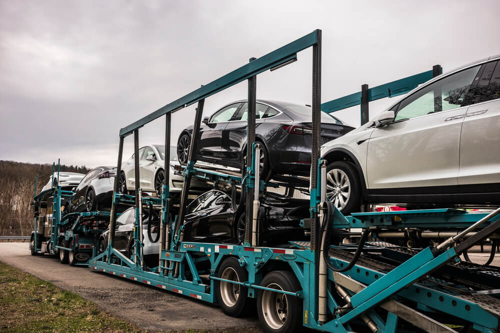 Vehicle Loaded On A Car Shipping Trailer